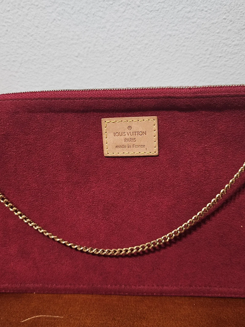 Louis Vuitton Burgundy Suede Zip Wallet Clutch